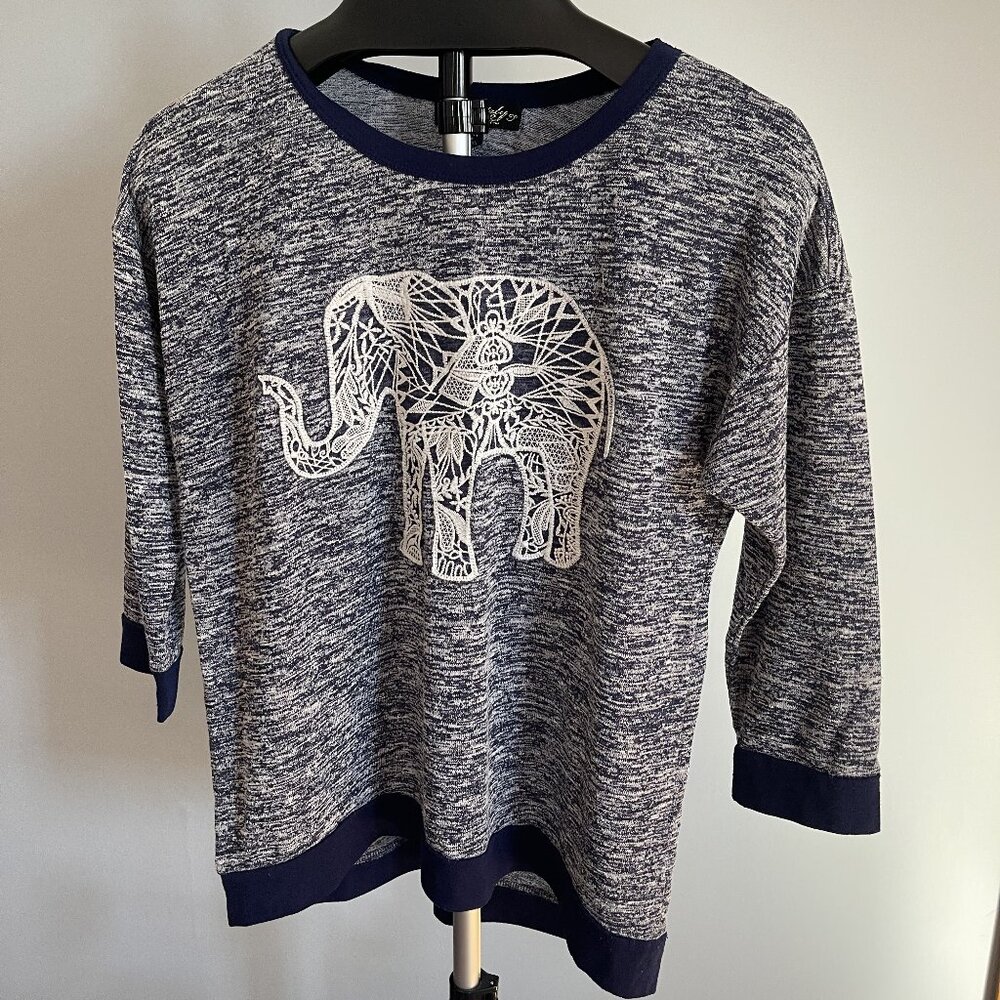 Absolutely Famous Top with Elephant on Front, Size M